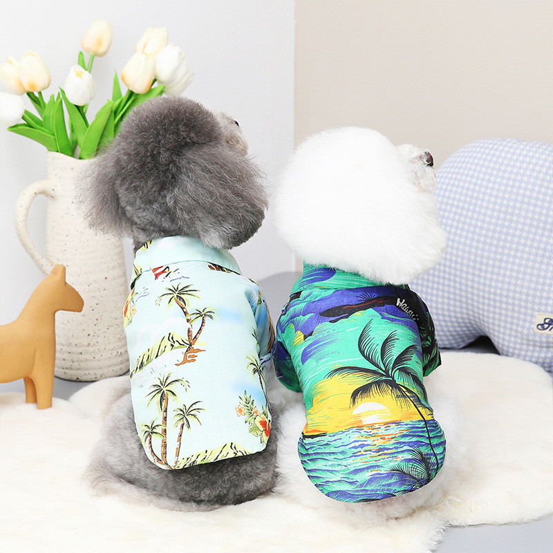 Nyári Kutyaruhák Hawaii Beach Stílusú Kutya macska ing kicsi közepes kisállat perzsa-macska Bichon pomerániai ruhák kisállat felszerelés
