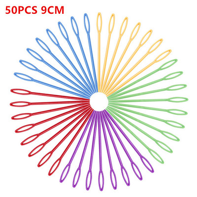 50vnt 7cm 9cm 15cm plastikiniai mezgimo virbalai nėrimo kabliukai vilnos verpalų adatos vaikams "pasidaryk pats" megztinis Audimo įrankiai Priedai