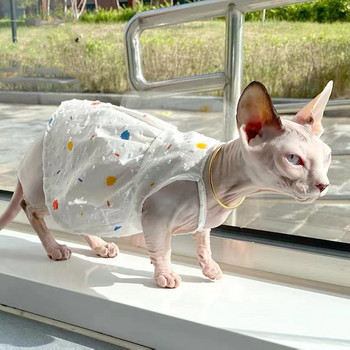 Φορέματα γάτας Σφίγγας Πολυτελή ρούχα για άτριχες γάτες Καλοκαιρινή φούστα σκυλιών Φανταστική φούστα Γατάκια Γιλέκο Κοστούμι κουταβιού Χαριτωμένα ρούχα φράουλα