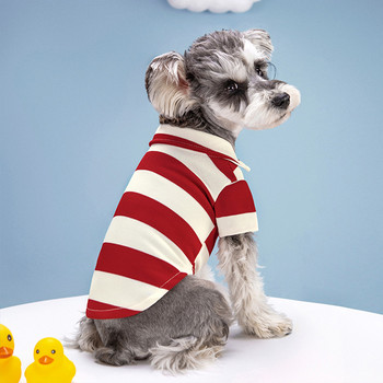 Модни кучешки летни дрехи за малки, средни кучета, котки, тениски с поло на райета, дишащо охлаждащо кученце, шнауцер, костюм на чихуахуа