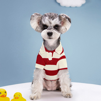 Модни кучешки летни дрехи за малки, средни кучета, котки, тениски с поло на райета, дишащо охлаждащо кученце, шнауцер, костюм на чихуахуа