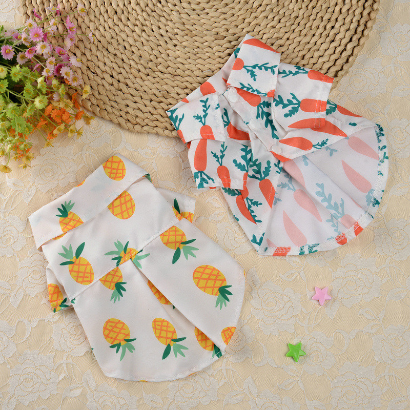 Vasaras mājdzīvnieku suņu apģērbi Havaju pludmales stils suņu T-krekli pogas Kaķēnu kucēnu apģērbi Čivavas Jorki Franču buldogu mājdzīvnieku krekls