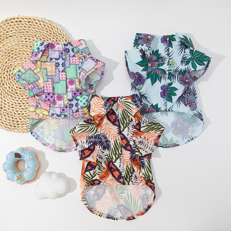 Χαβάης μπλουζάκια για σκύλους παραλίας με λεπτή αναπνεύσιμη καλοκαιρινή στολή Ρούχα για μικρά σκυλιά Γιλέκο για κουτάβι για κατοικίδια