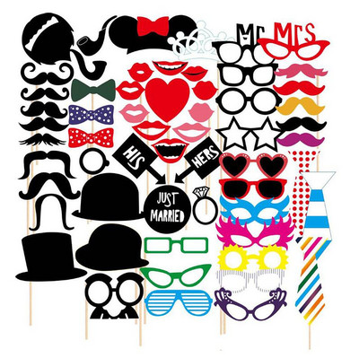 10-58gab Jautri kāzu dekorācijas foto kabīnes rekvizīti DIY Ūsas Lūpas Brilles Maskas Fotokabīnes piederumi Kāzu ballīšu piederumi