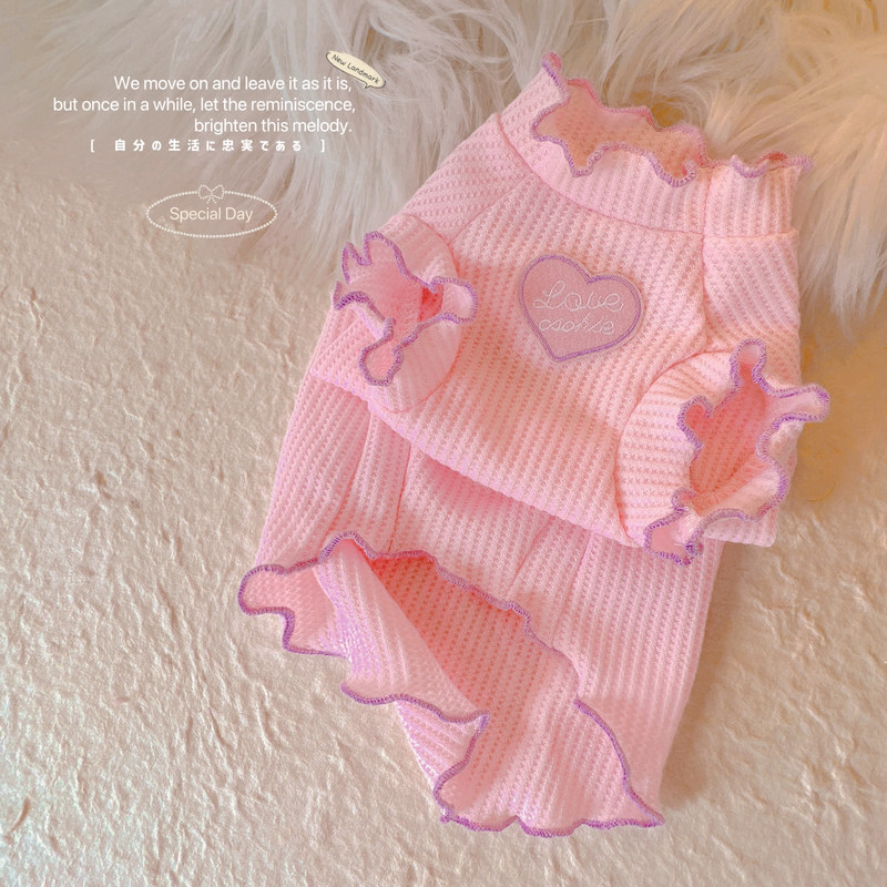 Ροζ βάφλα Καλοκαιρινό αμάνικο γιλέκο γατούλα ρούχα για γάτες Σφίγγα φόρεμα χωρίς τρίχες γάτας Devon Rex Sphynx Ρούχα για γάτες