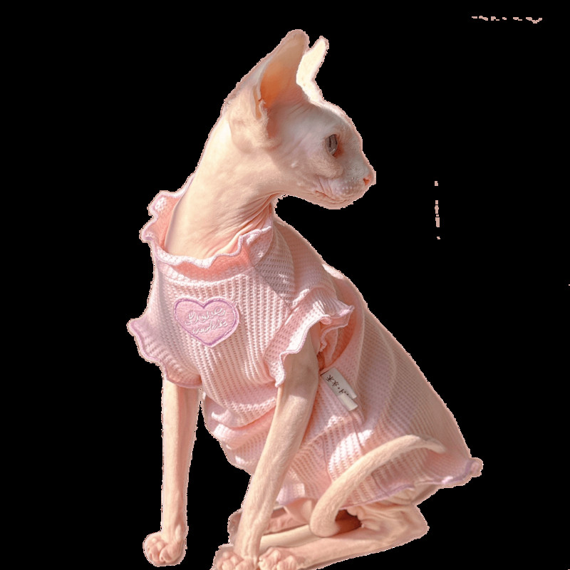Ροζ βάφλα Καλοκαιρινό αμάνικο γιλέκο γατούλα ρούχα για γάτες Σφίγγα φόρεμα χωρίς τρίχες γάτας Devon Rex Sphynx Ρούχα για γάτες