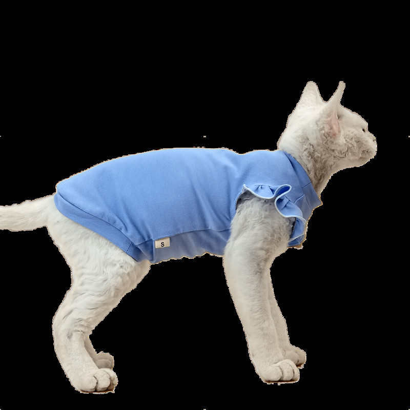 Vékony, ujjú, szfinx pamut mellény Bőrbarát szfinx macska ruhák nyári szőrtelen macska Devon Rex ruhák macska szfinx számára