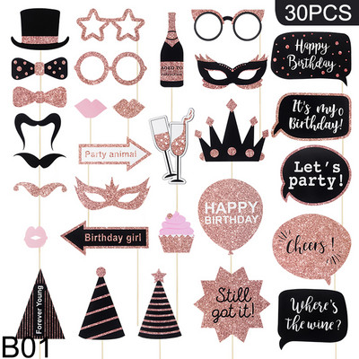 Boldog születésnapot Fotó kellékek Barkácsolás Vicces Bajusz Ajkak Szemüvegek Maszk Photo Booth Kellékek Kiegészítők Parti kellékek Parti lakberendezés