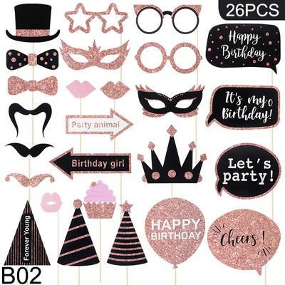 Boldog születésnapot Fotó kellékek Barkácsolás Vicces Bajusz Ajkak Szemüvegek Maszk Photo Booth Kellékek Kiegészítők Parti kellékek Parti lakberendezés