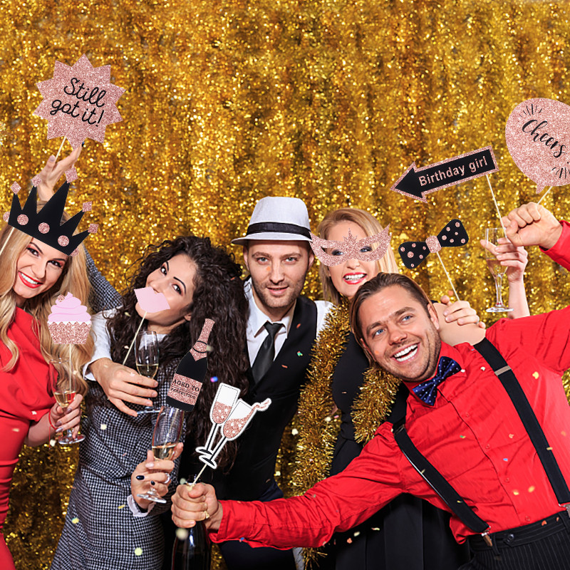 Boldog születésnapot Fotó kellékek Barkácsolás Vicces Bajusz Ajkak Szemüvegek Maszk Photo Booth Kellékek Kiegészítők Parti kellékek Parti lakberendezés