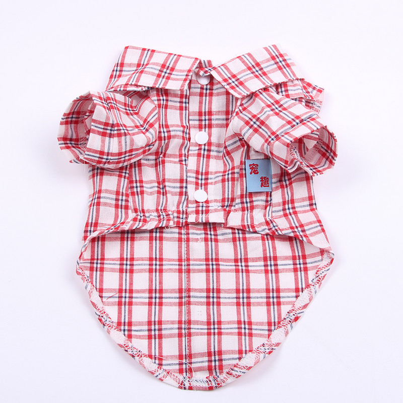 Φόρεμα για σκύλους γάτα καρό και σχέδιο με δαντέλα Γυναικεία πουκάμισα για κουτάβια για κατοικίδια Ένδυση για άνοιξη/καλοκαίρι