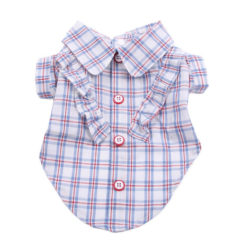 Φόρεμα για σκύλους γάτα καρό και σχέδιο με δαντέλα Γυναικεία πουκάμισα για κουτάβια για κατοικίδια Ένδυση για άνοιξη/καλοκαίρι