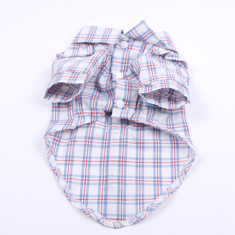 Φόρεμα για σκύλους γάτα καρό και σχέδιο με δαντέλα Γυναικεία πουκάμισα για κουτάβια για κατοικίδια Ένδυση για άνοιξη/καλοκαίρι