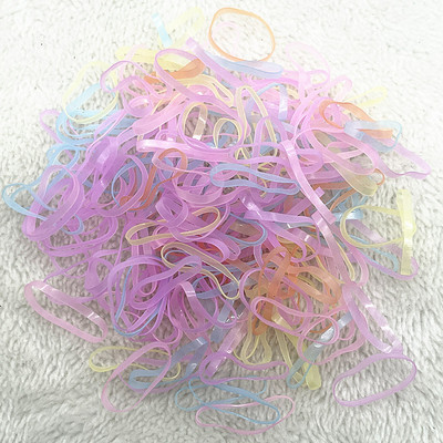 200 gab. - 1000 gab. Krāsains gumijas gredzens vienreizējās lietošanas elastīgās matu lentes zirgastes turētājs Gumijas lentes Scrunchies Bērnu matu aksesuāri