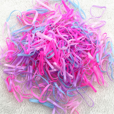 200 gab. - 1000 gab. Krāsains gumijas gredzens vienreizējās lietošanas elastīgās matu lentes zirgastes turētājs Gumijas lentes Scrunchies Bērnu matu aksesuāri