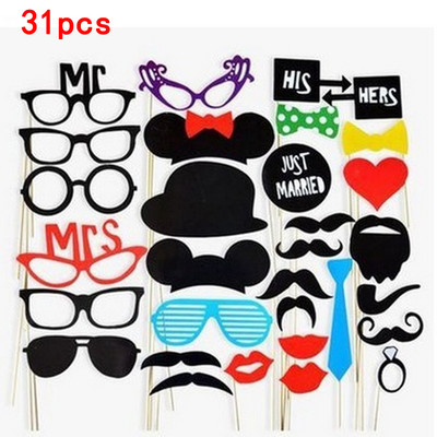 Ballīšu rekvizīti Foto kabīnes aksesuāri Smieklīgi lūpas Ūsas Pipe Photo Booth Rekvizīti Fotozvanu komplekti Dzimšanas dienas kāzu ballītes dekorēšana