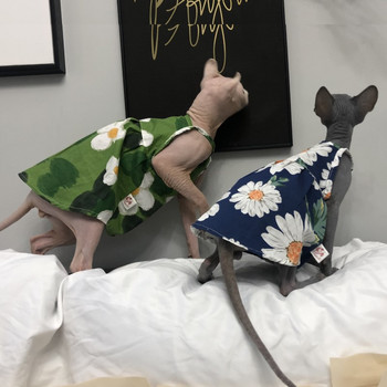 Καλοκαιρινά φορέματα για γάτες Sphinx Φανταχτά ρούχα για γάτες Sphynx Γατάκι λουλούδι Ζαρτιέρες Devon Rex Μαλακό κοστούμι Άνοιξη Φθινόπωρο