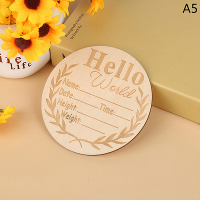 Sveiki, pasaules dzimšanas paziņojuma zīme Koka jaundzimušā pagrieziena kartīte Bērnu izaugsmes ierakstu kartītes Bērnu fotografēšanas rekvizīti Dzimšanas kartītes