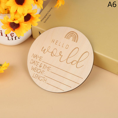 Sveiki, pasaules dzimšanas paziņojuma zīme Koka jaundzimušā pagrieziena kartīte Bērnu izaugsmes ierakstu kartītes Bērnu fotografēšanas rekvizīti Dzimšanas kartītes