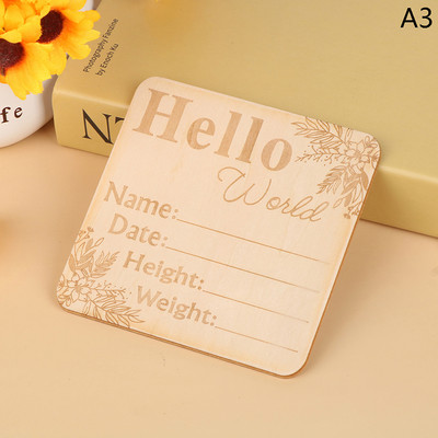 Sveiki, pasaules dzimšanas paziņojuma zīme Koka jaundzimušā pagrieziena kartīte Bērnu izaugsmes ierakstu kartītes Bērnu fotografēšanas rekvizīti Dzimšanas kartītes