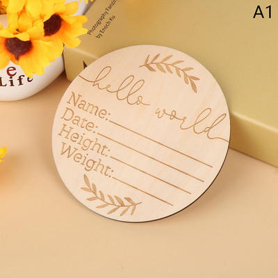 Sveiki, pasaules dzimšanas paziņojuma zīme Koka jaundzimušā pagrieziena kartīte Bērnu izaugsmes ierakstu kartītes Bērnu fotografēšanas rekvizīti Dzimšanas kartītes
