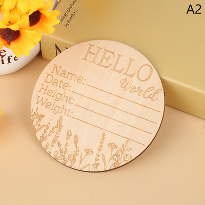 Sveiki, pasaules dzimšanas paziņojuma zīme Koka jaundzimušā pagrieziena kartīte Bērnu izaugsmes ierakstu kartītes Bērnu fotografēšanas rekvizīti Dzimšanas kartītes