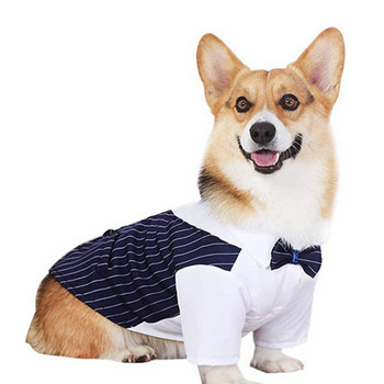 Gentleman Dog Cat Clothes Νυφικό πουκάμισο για μικρά σκυλιά Bowtie tuxedo Στολή για κατοικίδια για γάτα Ανοιξιάτικα καλοκαιρινά κοστούμια Thin Sec