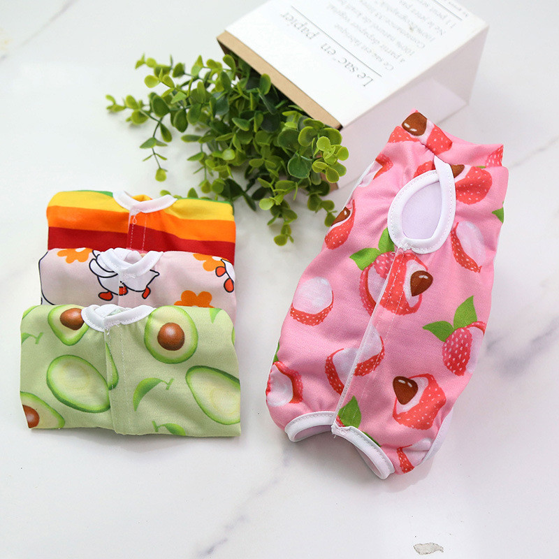 Légáteresztő macska elválasztási sterilizáló ruhák Aranyos gyümölcs nyomtatott műtét után lábadozó kisállat ápoló öltöny Nyalásgátló mellény macskáknak