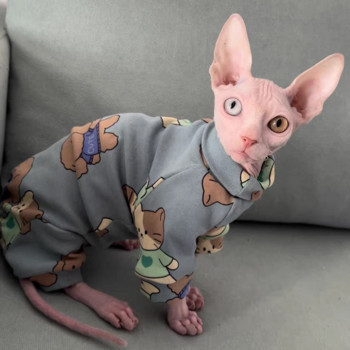 Μόδα Sphynx Cat Ζεστό πουλόβερ Άτριχα Ρούχα Γάτας Comfort Βαμβακερό ζιβάγκο για Devon Rex Ρούχα για γάτες για πανωφόρια