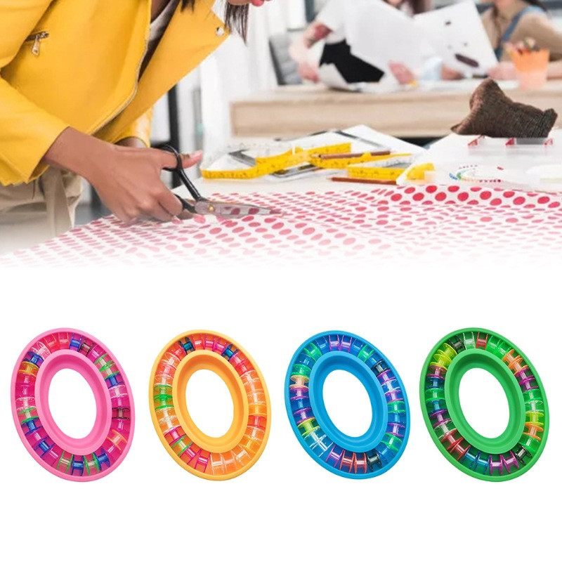 Ritės laikiklis siuvimo įrankiai Plastikinė ritės laikymo dėžutė Guminis žiedas siuvimo adatos Taurės rankdarbiams nešiojami