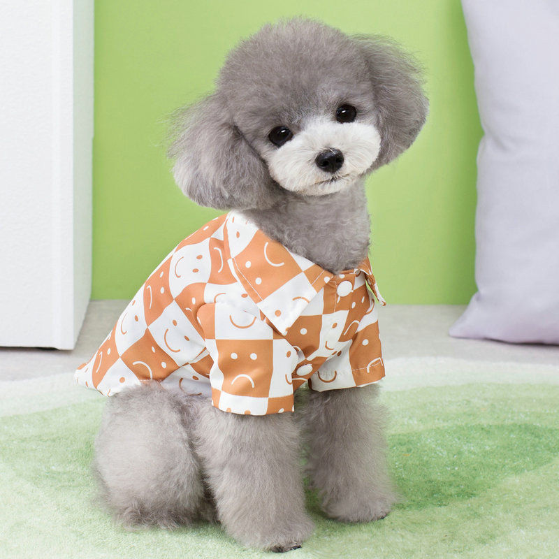 Kockás ing Kutyaruhák Divat jelmezek Kutyák Ruházat Macska Kawaii Koreai Stílus Tavasz Nyár Vékony Teddy Yorkshire Kisállattermékek