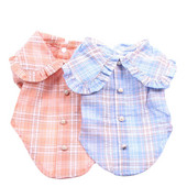 Πουκάμισο για σκύλους φόρεμα καρό και βολάν γιακά για θηλυκά κατοικίδια κουτάβια πουκάμισα για άνοιξη/καλοκαίρι ρούχα