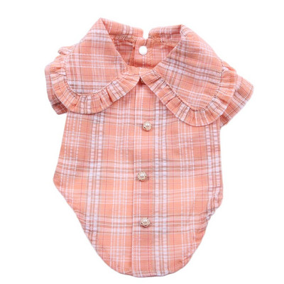 Πουκάμισο για σκύλους φόρεμα καρό και βολάν γιακά για θηλυκά κατοικίδια κουτάβια πουκάμισα για άνοιξη/καλοκαίρι ρούχα