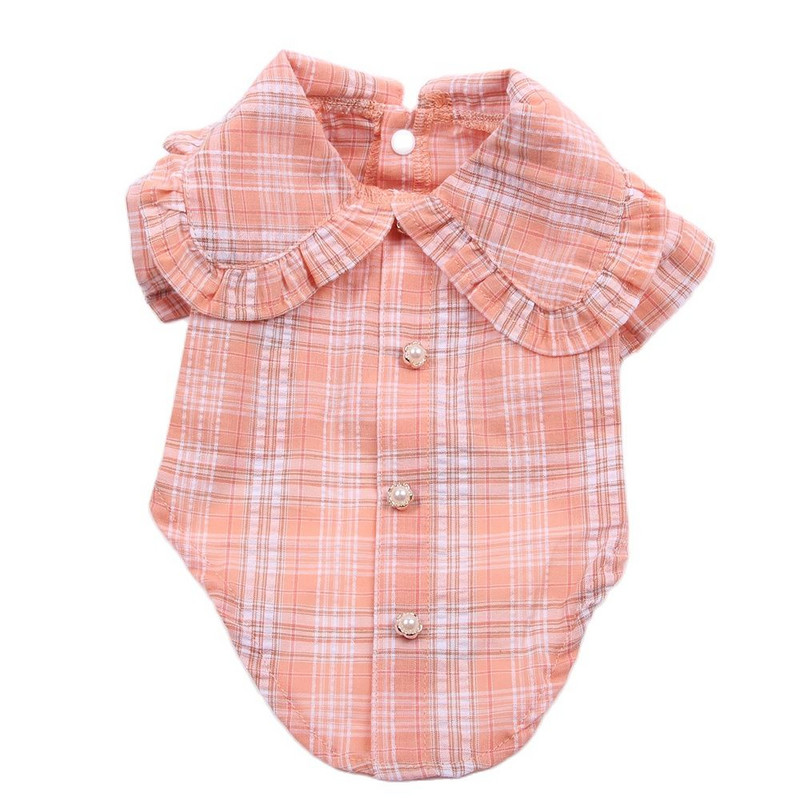 Πουκάμισο για σκύλους φόρεμα καρό και βολάν γιακά για θηλυκά κατοικίδια κουτάβια πουκάμισα για άνοιξη/καλοκαίρι ρούχα