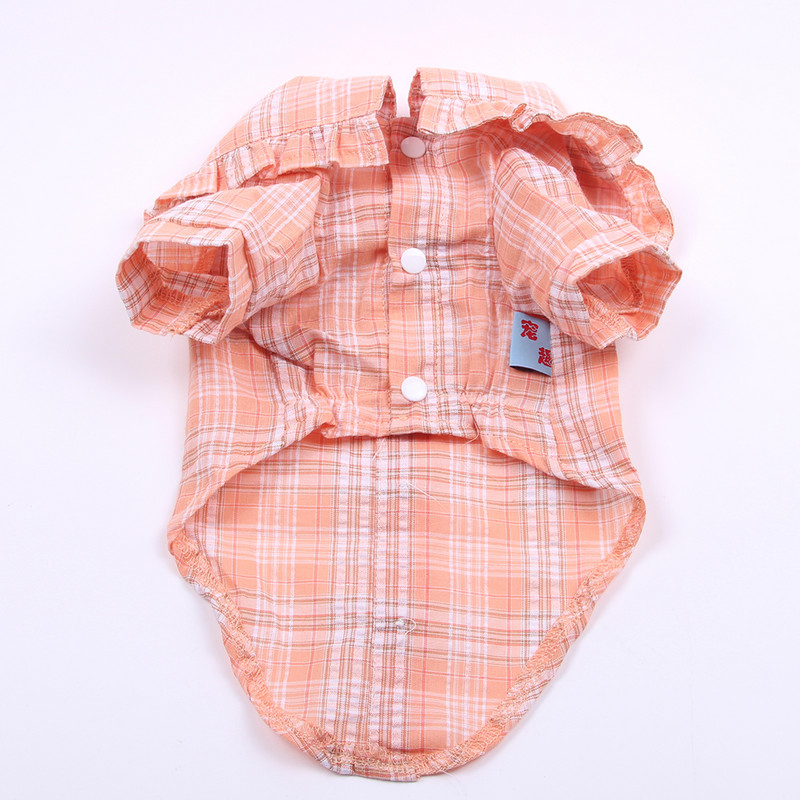 Πουκάμισο για σκύλους φόρεμα καρό και βολάν γιακά για θηλυκά κατοικίδια κουτάβια πουκάμισα για άνοιξη/καλοκαίρι ρούχα