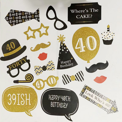 1Σετ 18 30 40 50 60 χρονών από χαρτί Χειροποίητα εξαρτήματα φωτογραφίας γενεθλίων για ενήλικες Χρόνια πολλά άρθρα διακόσμησης για πάρτι