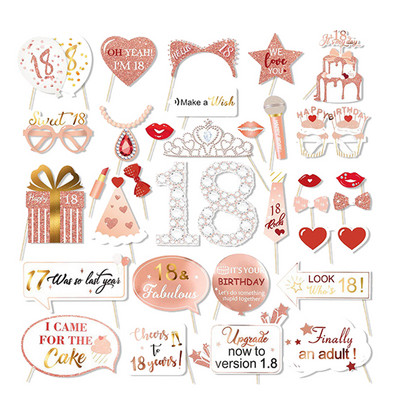 1Σετ 18 30 40 50 60 χρονών από χαρτί Χειροποίητα εξαρτήματα φωτογραφίας γενεθλίων για ενήλικες Χρόνια πολλά άρθρα διακόσμησης για πάρτι