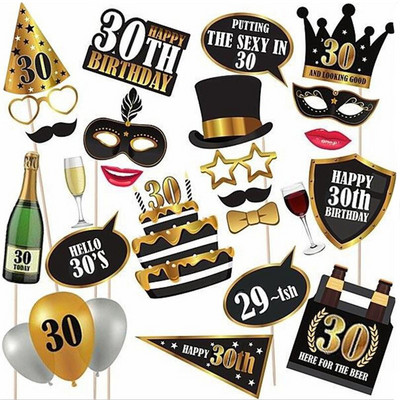 1Σετ 18 30 40 50 60 χρονών από χαρτί Χειροποίητα εξαρτήματα φωτογραφίας γενεθλίων για ενήλικες Χρόνια πολλά άρθρα διακόσμησης για πάρτι