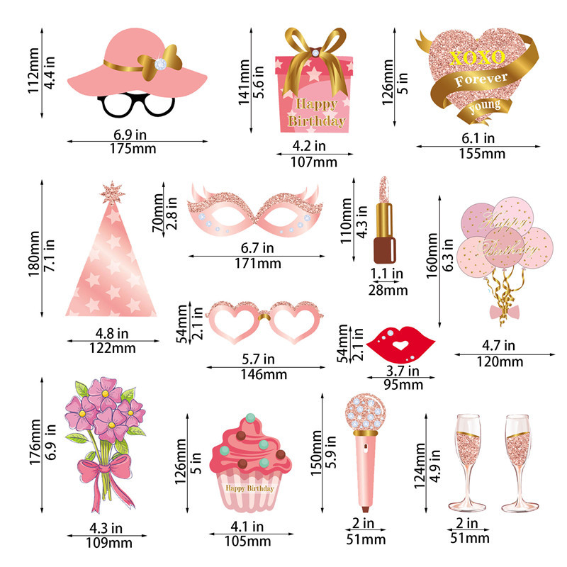 1Σετ 18 30 40 50 60 χρονών από χαρτί Χειροποίητα εξαρτήματα φωτογραφίας γενεθλίων για ενήλικες Χρόνια πολλά άρθρα διακόσμησης για πάρτι