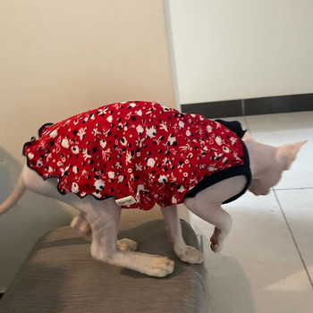 Ρούχα για γάτες Sphnx Φούστα γάτας χωρίς τρίχες βαμβακερό φλοράλ δαντέλα Φόρεμα Γλυκό απαλό φόρεμα για σκύλους γατάκια Παλτό για κατοικίδια σε ανοιξιάτικα ρούχα