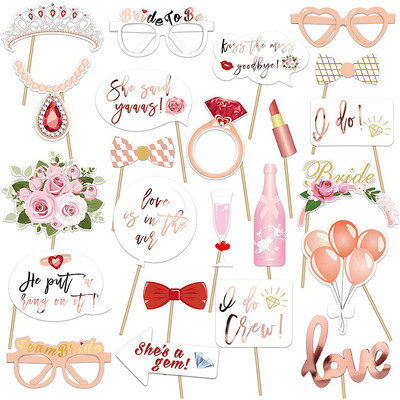 12db/szett Esküvői Fotófülke kellékek Csak házasok Photobooth Leánybúcsú-dekorációk Csapat menyasszony, menyasszonyi zuhany parti kellékek