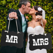 1 комплект 17X27CM Hot MR MRS Photo Booth Подпори Сватбени декорации Току-що женени Photobooth Подпори за снимки Сувенири за сватбени партита Консумативи