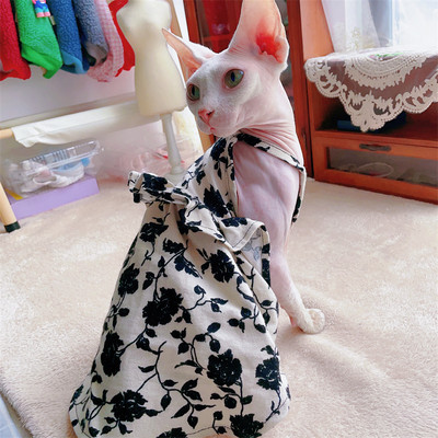 Vasaras Sfinksa kaķu kleita Mežģīņu ziedu kokvilnas svārki kaķēniem Kaila kaķu drēbes Mīksts plāns materiāls Devon Rex svārki mājdzīvniekam
