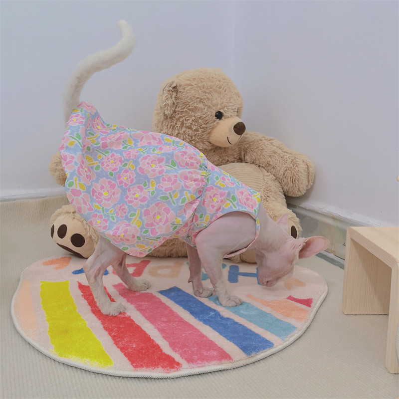 Devon Rex macskaszoknya kisállatkellékek Sphynx Cat ujjatlan pamut szoknya Princess, édes stílusú ruha kutyának Sphynix macska nyáron