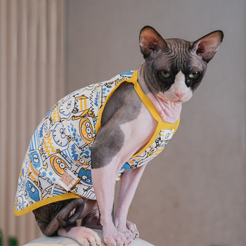 Сладки дрехи за котки сфинкс Лятна дишаща памучна жилетка Devon Kitten Samll Dog Ropa Para Gatos Pet Kitten Clothes for Cats Puppy