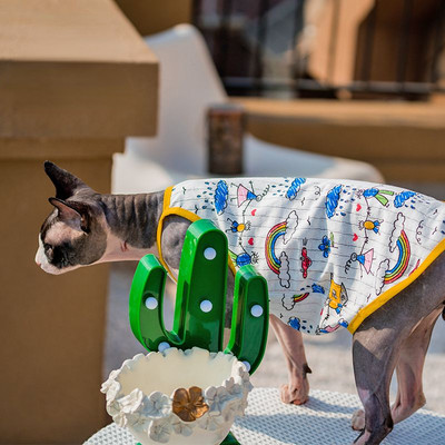 Jauki sfinksu kaķu apģērbi vasarā elpojoši kokvilnas Devonas veste kaķēns Samll suns Ropa Para Gatos mājdzīvnieku kaķēnu apģērbs kaķiem kucēnam