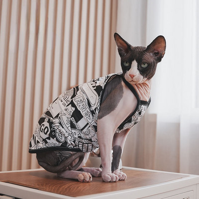 Jauki sfinksu kaķu apģērbi vasarā elpojoši kokvilnas Devonas veste kaķēns Samll suns Ropa Para Gatos mājdzīvnieku kaķēnu apģērbs kaķiem kucēnam