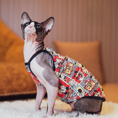Jauki sfinksu kaķu apģērbi vasarā elpojoši kokvilnas Devonas veste kaķēns Samll suns Ropa Para Gatos mājdzīvnieku kaķēnu apģērbs kaķiem kucēnam