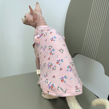 Ρούχα για γάτες Καλοκαιρινό ανοιξιάτικο παλτό για Sphynx Γάτα Γλυκό βαμβακερό μπλουζάκι λουλουδάτο για σκύλους γατάκια Χαρτοκιλέ Γιλέκο για κατοικίδια γάτες προμήθειες