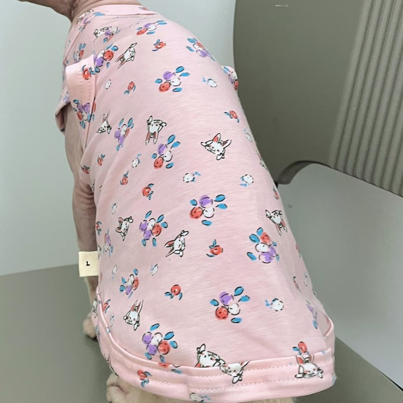 Kaķu apģērbs Vasaras pavasara mētelis Sfinksam Kaķim Saldās Kokvilnas T-krekls ar ziediem suņiem Kaķēniem Kartona veste mājdzīvnieku kaķu piederumiem